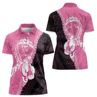 Personalised Polynesia Breast Cancer Awareness Women Polo Shirt Fight With Hope Pink Ribbon Boxing Gloves
