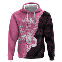 Personalised Polynesia Breast Cancer Awareness Zip Hoodie Fight With Hope Pink Ribbon Boxing Gloves