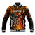 Personalised Polynesian Darts Baseball Jacket Fire Burning With Tribal Tattoo LT14 Unisex Orange - Polynesian Pride