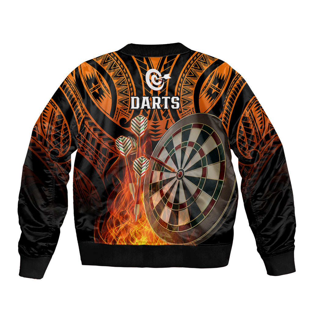 Personalised Polynesian Darts Bomber Jacket Fire Burning With Tribal Tattoo LT14 - Polynesian Pride