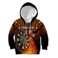 Personalised Polynesian Darts Kid Hoodie Fire Burning With Tribal Tattoo LT14 Hoodie Orange - Polynesian Pride