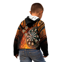 Personalised Polynesian Darts Kid Hoodie Fire Burning With Tribal Tattoo LT14 - Polynesian Pride