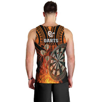 Personalised Polynesian Darts Men Tank Top Fire Burning With Tribal Tattoo LT14 - Polynesian Pride