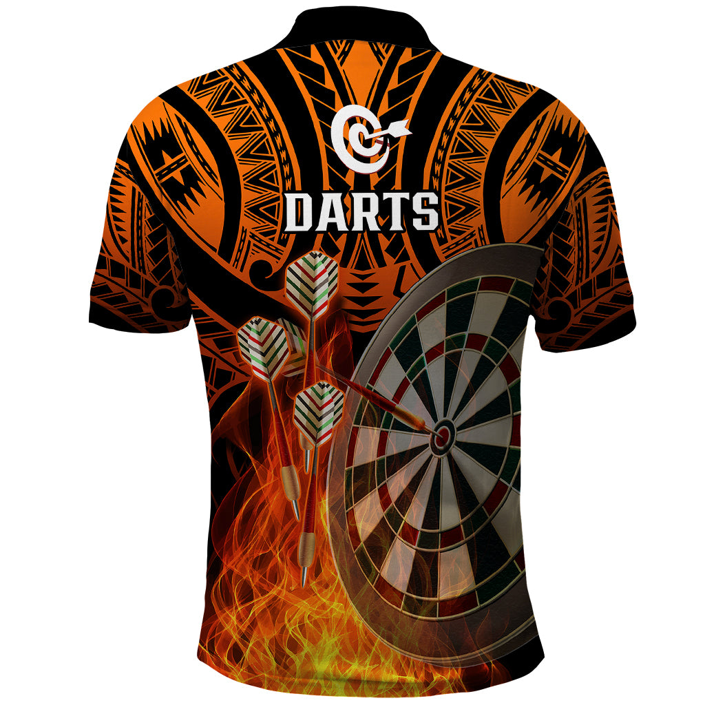 Personalised Polynesian Darts Polo Shirt Fire Burning With Tribal Tattoo LT14 - Polynesian Pride