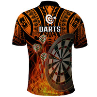 Personalised Polynesian Darts Polo Shirt Fire Burning With Tribal Tattoo LT14 - Polynesian Pride