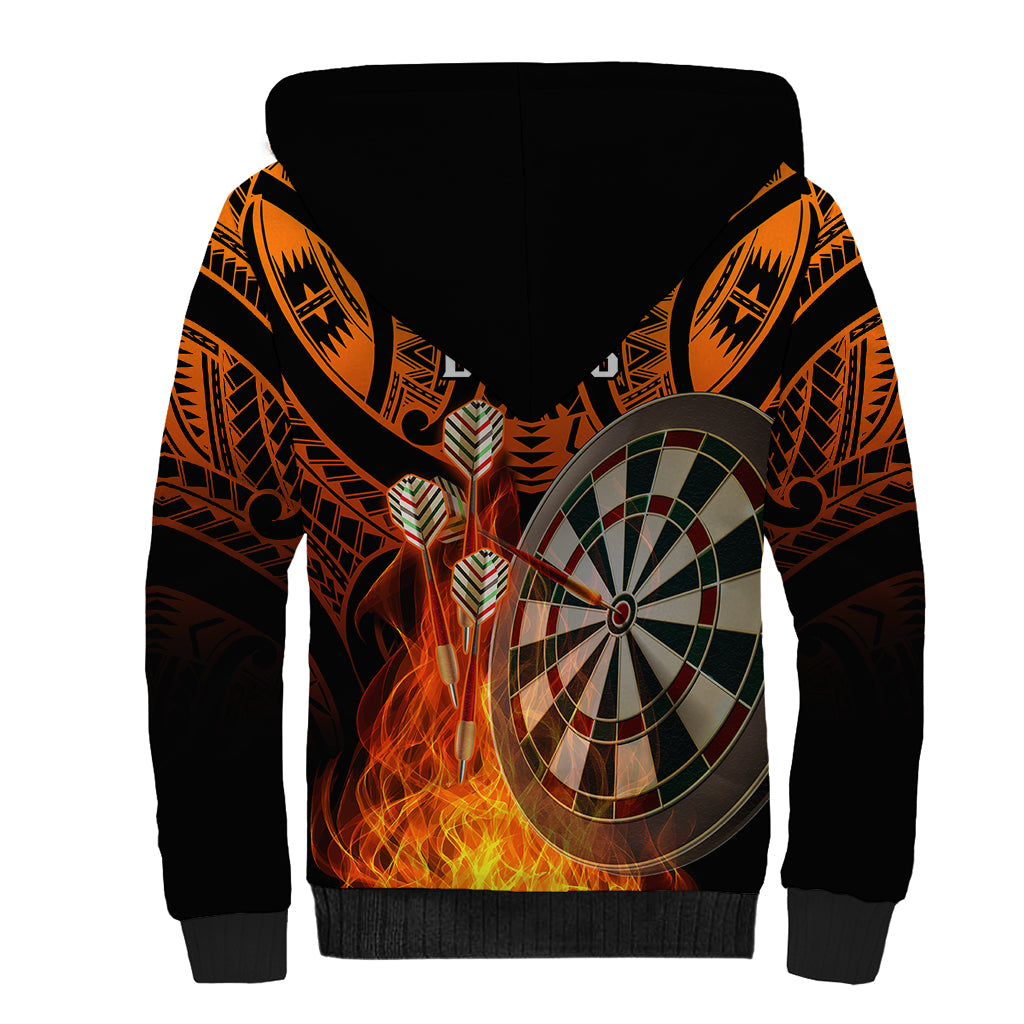 Personalised Polynesian Darts Sherpa Hoodie Fire Burning With Tribal Tattoo LT14 - Polynesian Pride