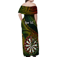 Personalised Polynesian Darts Family Matching Off Shoulder Maxi Dress and Hawaiian Shirt Dart Lovers Tribal Pattern Mix Tropical Leaves LT14 - Polynesian Pride