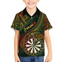 Personalised Polynesian Darts Family Matching Off Shoulder Maxi Dress and Hawaiian Shirt Dart Lovers Tribal Pattern Mix Tropical Leaves LT14 Son's Shirt Reggae - Polynesian Pride