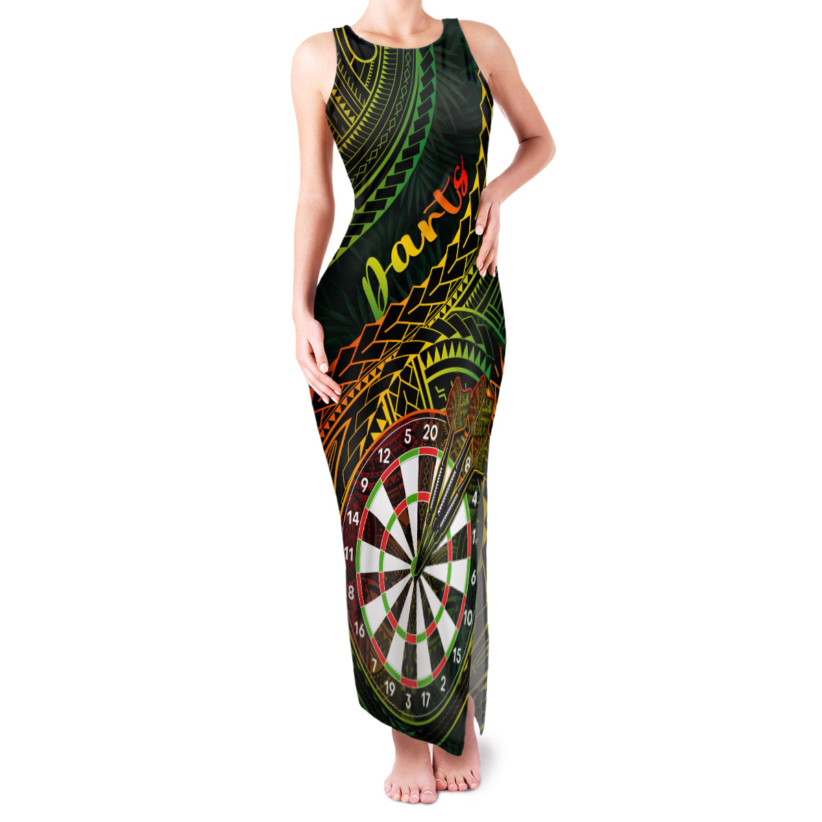 Personalised Polynesian Darts Family Matching Tank Maxi Dress and Hawaiian Shirt Dart Lovers Tribal Pattern Mix Tropical Leaves LT14 Mom's Dress Reggae - Polynesian Pride