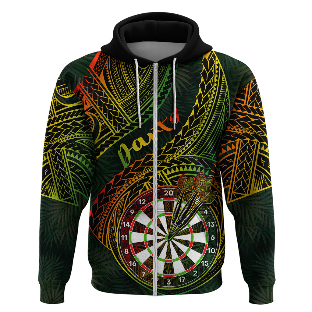 Personalised Polynesian Darts Hoodie Dart Lovers Tribal Pattern Mix Tropical Leaves LT14 - Polynesian Pride