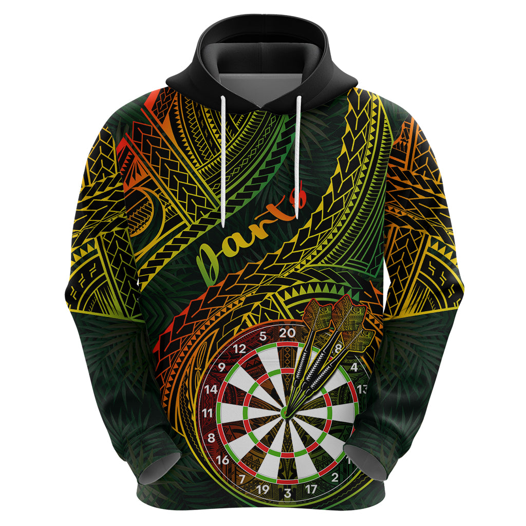 Personalised Polynesian Darts Hoodie Dart Lovers Tribal Pattern Mix Tropical Leaves LT14 - Polynesian Pride