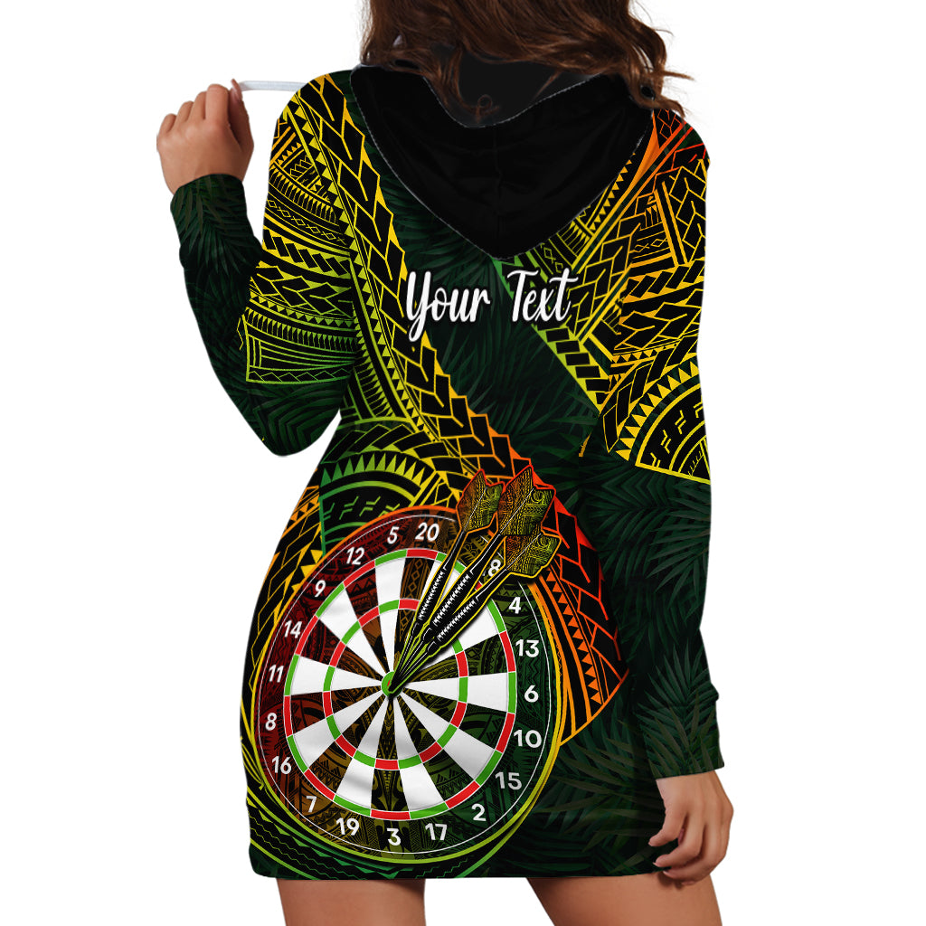 Personalised Polynesian Darts Hoodie Dress Dart Lovers Tribal Pattern Mix Tropical Leaves LT14 - Polynesian Pride