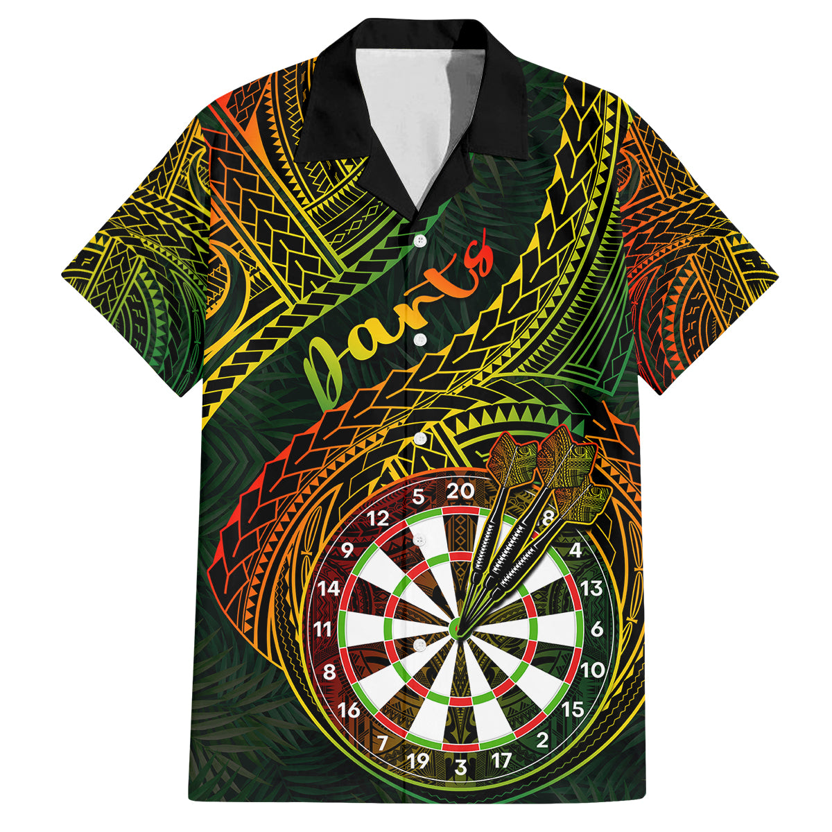 Personalised Polynesian Darts Kid Hawaiian Shirt Dart Lovers Tribal Pattern Mix Tropical Leaves LT14 Kid Reggae - Polynesian Pride