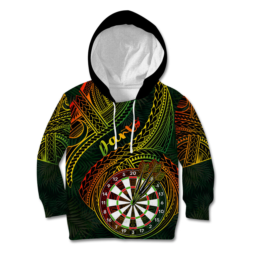 Personalised Polynesian Darts Kid Hoodie Dart Lovers Tribal Pattern Mix Tropical Leaves LT14 Hoodie Reggae - Polynesian Pride