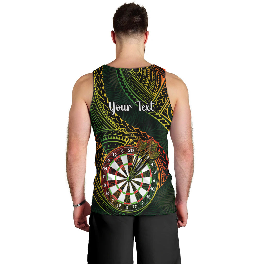 Personalised Polynesian Darts Men Tank Top Dart Lovers Tribal Pattern Mix Tropical Leaves LT14 - Polynesian Pride