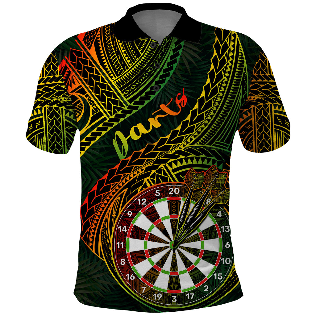 Personalised Polynesian Darts Polo Shirt Dart Lovers Tribal Pattern Mix Tropical Leaves LT14 Reggae - Polynesian Pride
