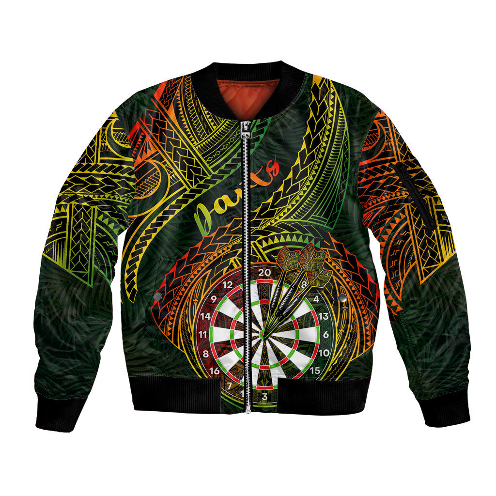 Personalised Polynesian Darts Sleeve Zip Bomber Jacket Dart Lovers Tribal Pattern Mix Tropical Leaves LT14 Unisex Reggae - Polynesian Pride