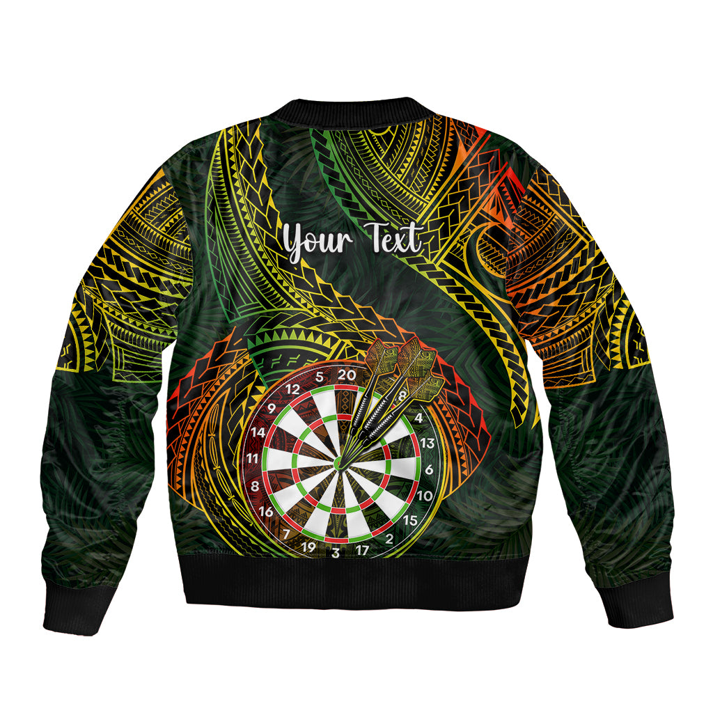 Personalised Polynesian Darts Sleeve Zip Bomber Jacket Dart Lovers Tribal Pattern Mix Tropical Leaves LT14 - Polynesian Pride