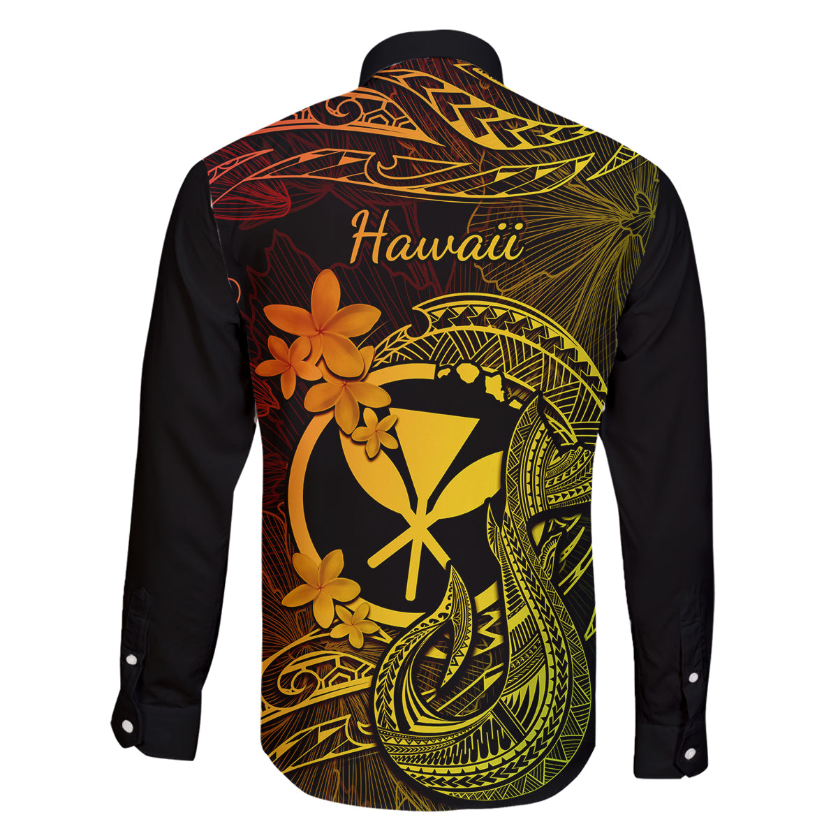 Hawaii Family Matching Off Shoulder Short Dress and Hawaiian Shirt Fish Hook Tattoo Mix Polynesian Plumeria Reggae Version LT14 - Polynesian Pride