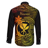 Hawaii Family Matching Off Shoulder Short Dress and Hawaiian Shirt Fish Hook Tattoo Mix Polynesian Plumeria Reggae Version LT14 - Polynesian Pride