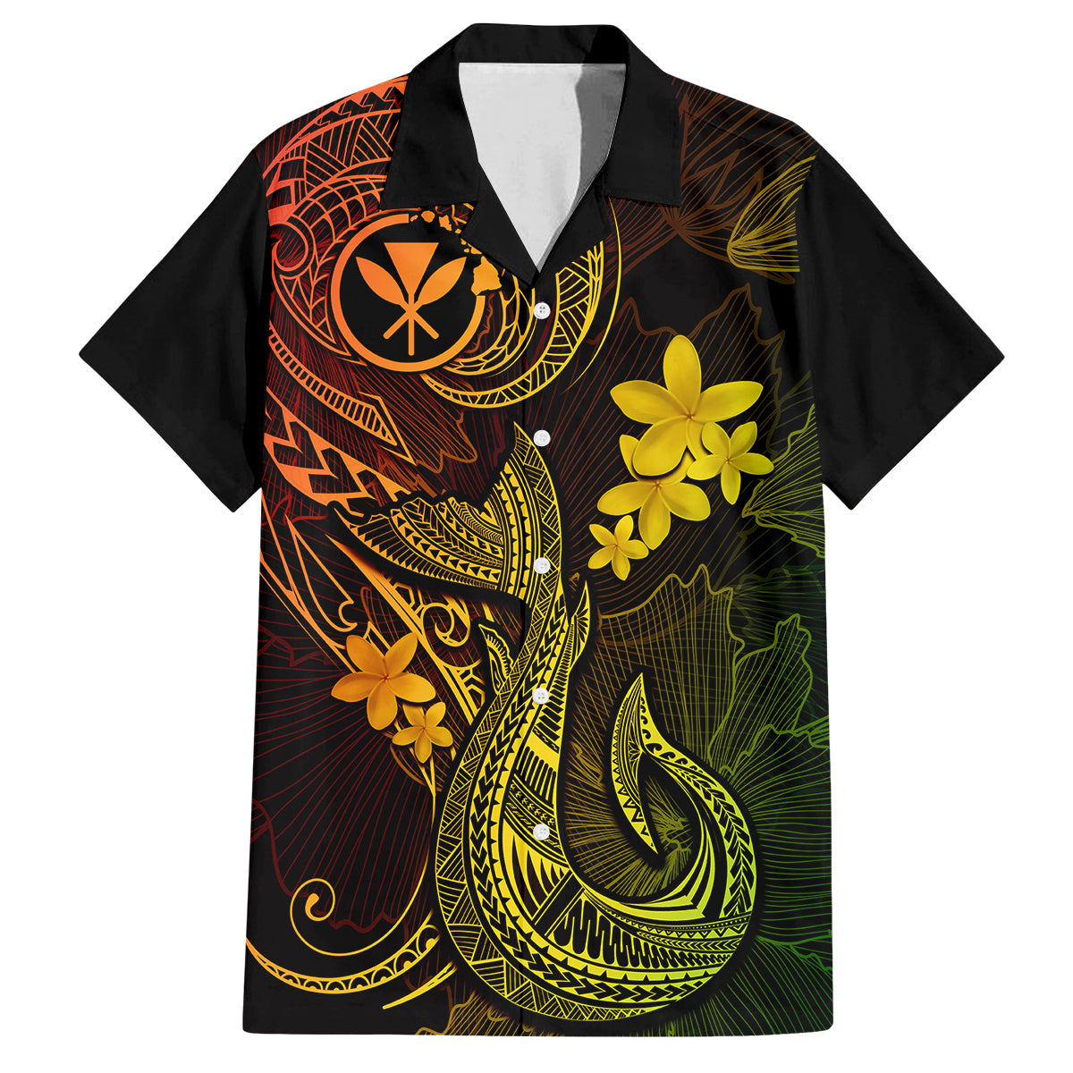 Hawaii Kid Hawaiian Shirt Fish Hook Tattoo Mix Polynesian Plumeria Reggae Version LT14 Kid Reggae - Polynesian Pride
