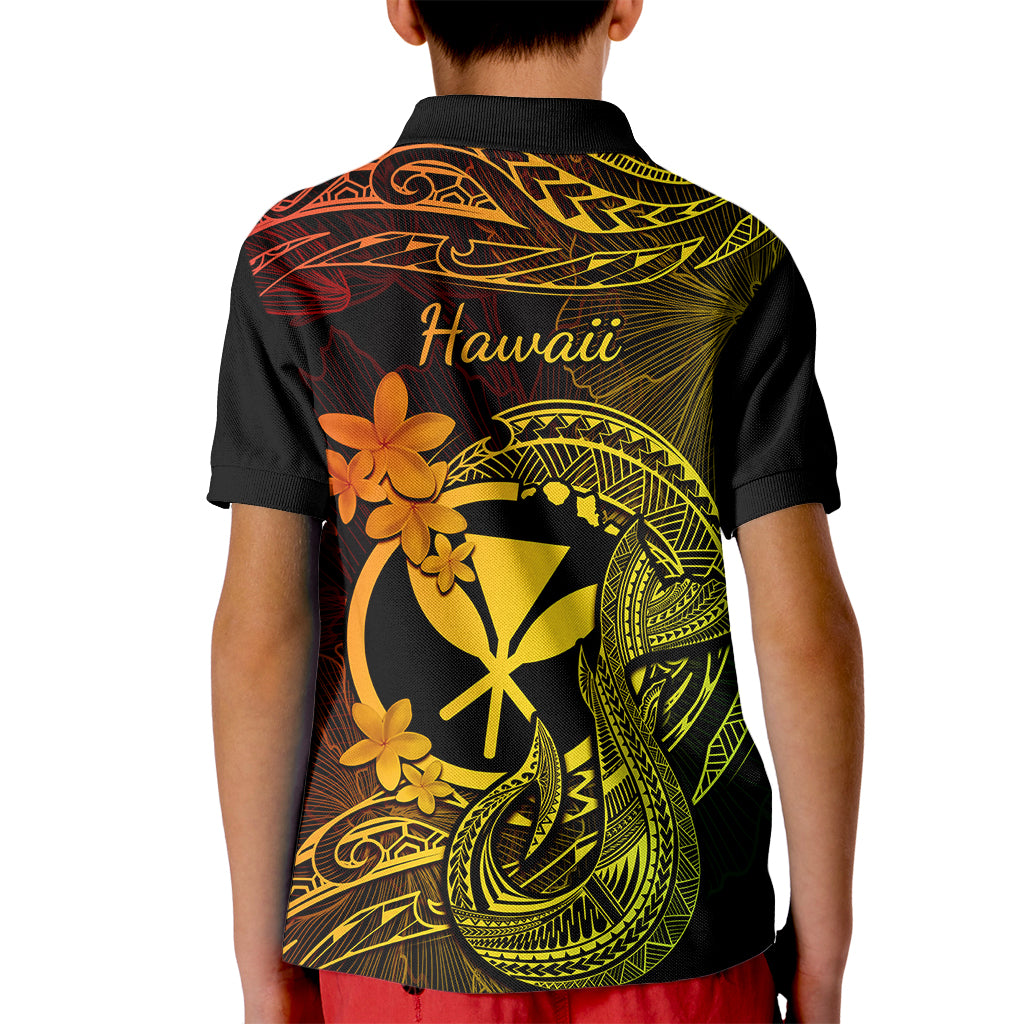Hawaii Kid Polo Shirt Fish Hook Tattoo Mix Polynesian Plumeria Reggae Version LT14 - Polynesian Pride
