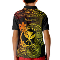 Hawaii Kid Polo Shirt Fish Hook Tattoo Mix Polynesian Plumeria Reggae Version LT14 - Polynesian Pride