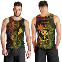 Hawaii Men Tank Top Fish Hook Tattoo Mix Polynesian Plumeria Reggae Version LT14 - Polynesian Pride
