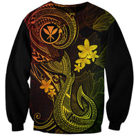 Hawaii Sweatshirt Fish Hook Tattoo Mix Polynesian Plumeria Reggae Version LT14 Unisex Reggae - Polynesian Pride