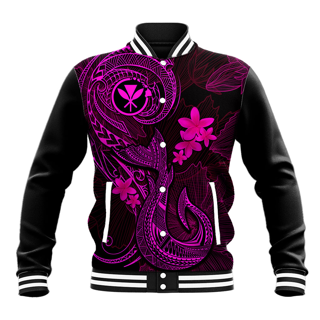 Hawaii Baseball Jacket Fish Hook Tattoo Mix Polynesian Plumeria Pink Version LT14 Unisex Pink - Polynesian Pride