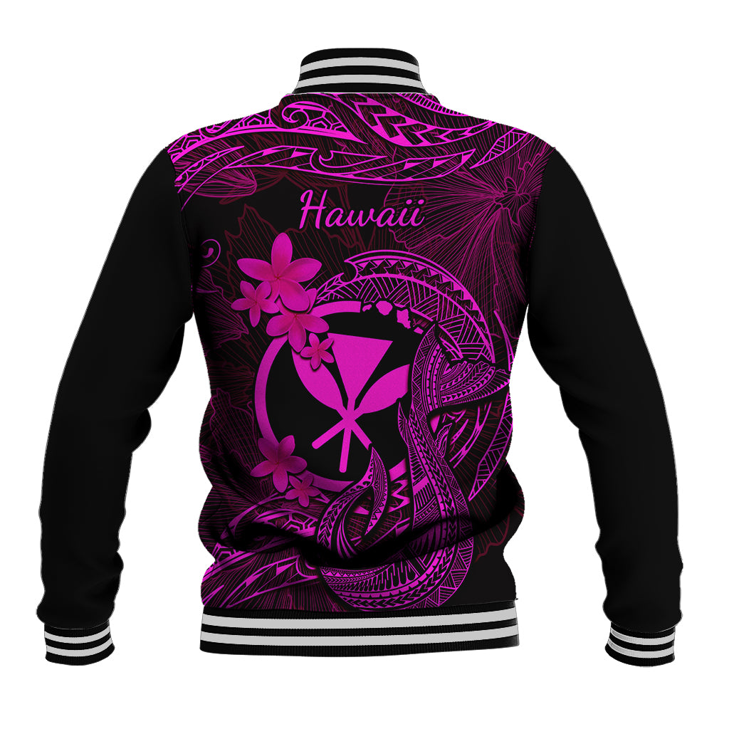 Hawaii Baseball Jacket Fish Hook Tattoo Mix Polynesian Plumeria Pink Version LT14 - Polynesian Pride