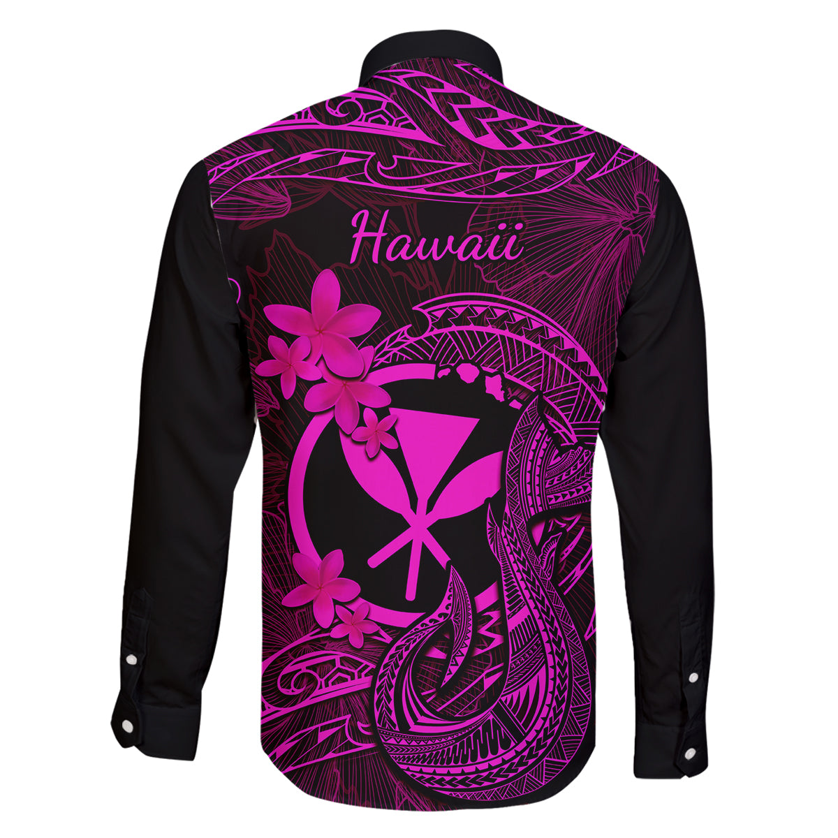 Hawaii Family Matching Puletasi Dress and Hawaiian Shirt Fish Hook Tattoo Mix Polynesian Plumeria Pink Version LT14 - Polynesian Pride