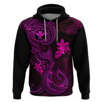 Hawaii Hoodie Fish Hook Tattoo Mix Polynesian Plumeria Pink Version LT14 Pullover Hoodie Pink - Polynesian Pride