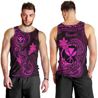 Hawaii Men Tank Top Fish Hook Tattoo Mix Polynesian Plumeria Pink Version LT14 - Polynesian Pride