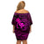 Hawaii Off Shoulder Short Dress Fish Hook Tattoo Mix Polynesian Plumeria Pink Version LT14 - Polynesian Pride