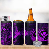 Hawaii 4 in 1 Can Cooler Tumbler Fish Hook Tattoo Mix Polynesian Plumeria Purple Version