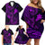 Hawaii Family Matching Off Shoulder Short Dress and Hawaiian Shirt Fish Hook Tattoo Mix Polynesian Plumeria Purple Version LT14 - Polynesian Pride