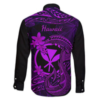 Hawaii Family Matching Puletasi Dress and Hawaiian Shirt Fish Hook Tattoo Mix Polynesian Plumeria Purple Version LT14 - Polynesian Pride