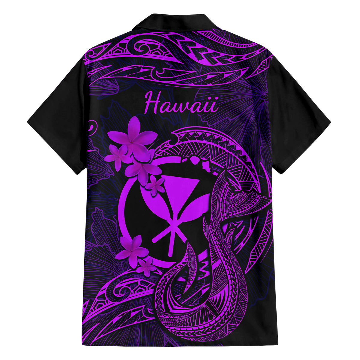 Hawaii Family Matching Short Sleeve Bodycon Dress and Hawaiian Shirt Fish Hook Tattoo Mix Polynesian Plumeria Purple Version LT14 - Polynesian Pride