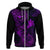 Hawaii Hoodie Fish Hook Tattoo Mix Polynesian Plumeria Purple Version LT14 Zip Hoodie Purple - Polynesian Pride