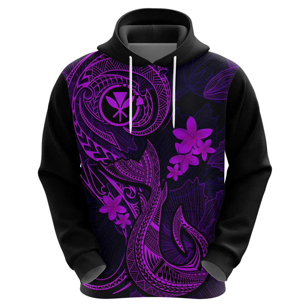 Hawaii Hoodie Fish Hook Tattoo Mix Polynesian Plumeria Purple Version LT14 - Polynesian Pride