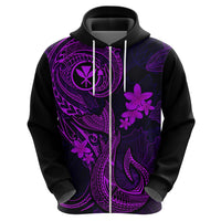 Hawaii Hoodie Fish Hook Tattoo Mix Polynesian Plumeria Purple Version LT14 - Polynesian Pride