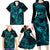 Hawaii Family Matching Long Sleeve Bodycon Dress and Hawaiian Shirt Fish Hook Tattoo Mix Polynesian Plumeria Turquoise Version LT14 - Polynesian Pride