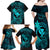 Hawaii Family Matching Off Shoulder Long Sleeve Dress and Hawaiian Shirt Fish Hook Tattoo Mix Polynesian Plumeria Turquoise Version LT14 - Polynesian Pride
