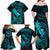Hawaii Family Matching Off Shoulder Maxi Dress and Hawaiian Shirt Fish Hook Tattoo Mix Polynesian Plumeria Turquoise Version LT14 - Polynesian Pride