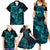 Hawaii Family Matching Summer Maxi Dress and Hawaiian Shirt Fish Hook Tattoo Mix Polynesian Plumeria Turquoise Version LT14 - Polynesian Pride