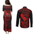 Hawaii Couples Matching Puletasi Dress and Long Sleeve Button Shirts Fish Hook Tattoo Mix Polynesian Plumeria Red Version LT14 - Polynesian Pride
