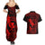Hawaii Couples Matching Summer Maxi Dress and Hawaiian Shirt Fish Hook Tattoo Mix Polynesian Plumeria Red Version LT14 - Polynesian Pride