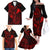 Hawaii Family Matching Off Shoulder Long Sleeve Dress and Hawaiian Shirt Fish Hook Tattoo Mix Polynesian Plumeria Red Version LT14 - Polynesian Pride