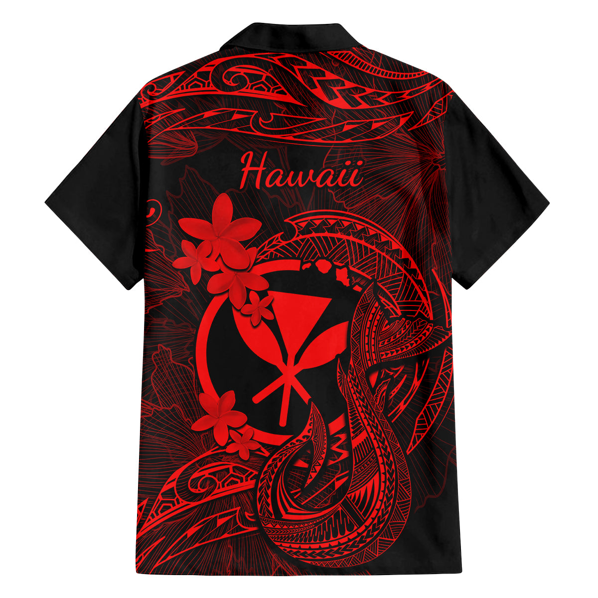 Hawaii Family Matching Puletasi Dress and Hawaiian Shirt Fish Hook Tattoo Mix Polynesian Plumeria Red Version LT14 - Polynesian Pride